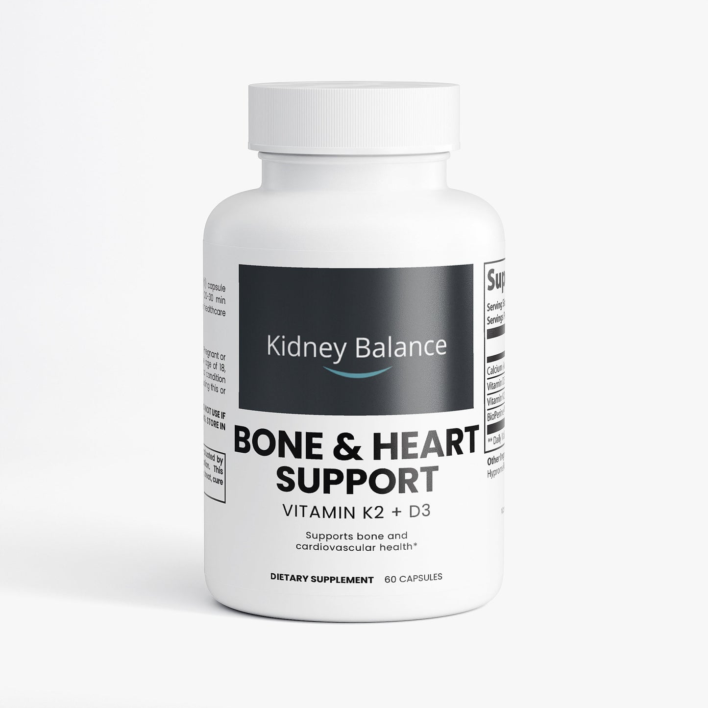 Bone & Heart Support (D3 + K2 + Calcium) - 60 caplets