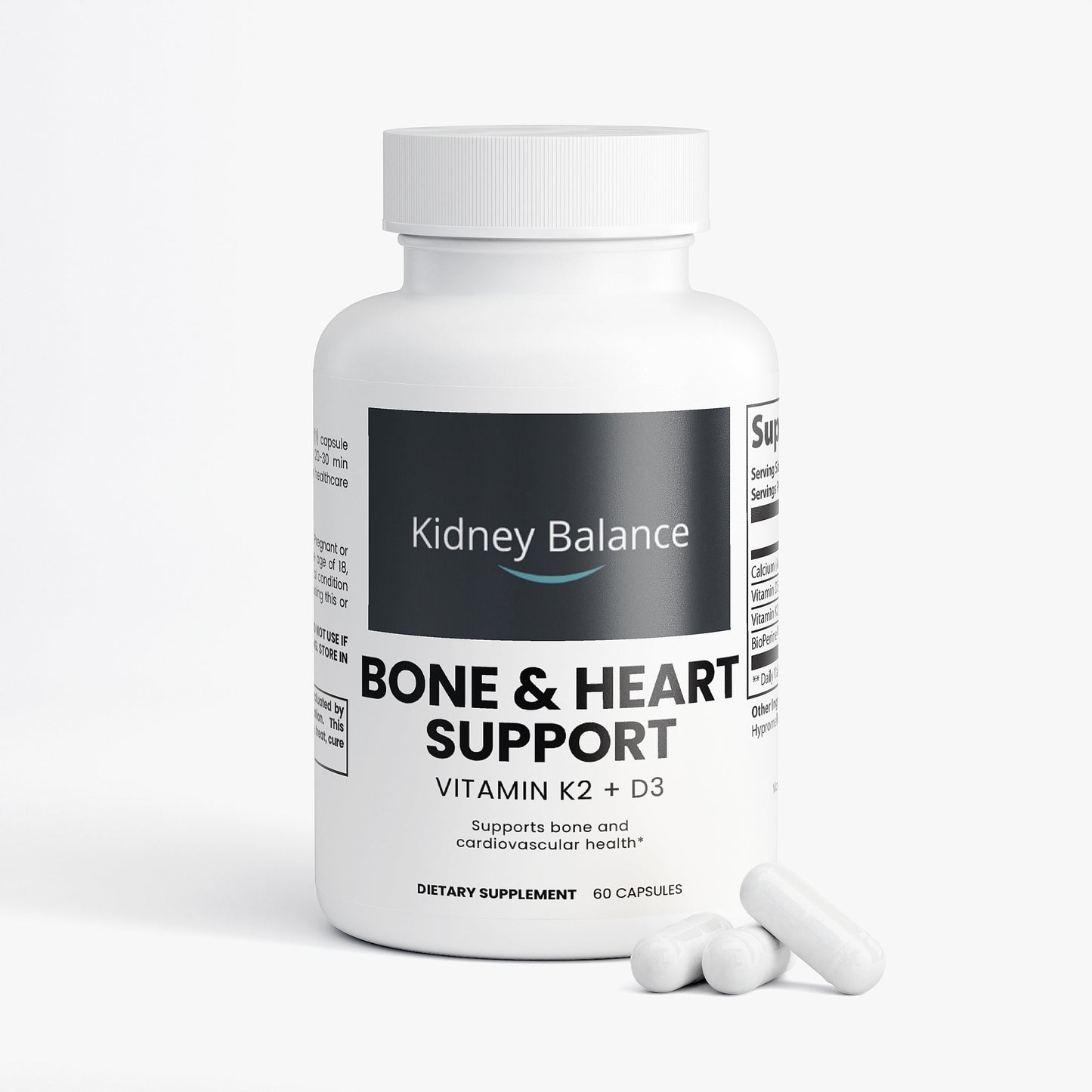 Bone & Heart Support (D3 + K2 + Calcium) - 60 caplets
