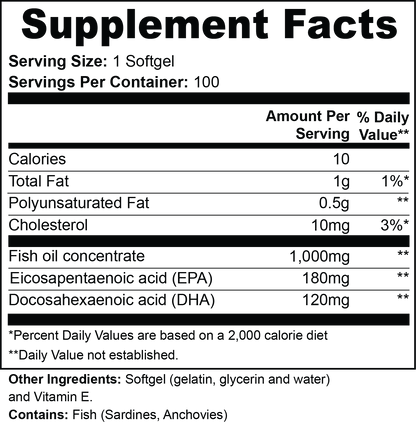 Omega-3 Fish Oil, EPA 180mg + DHA 120mg per Softgel, Kidney Balance