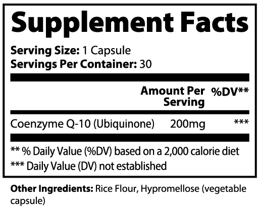 CoQ10 Ubiquinone 200mg Capsules