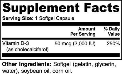 Vitamin D3 2,000 IU -100 Softgels